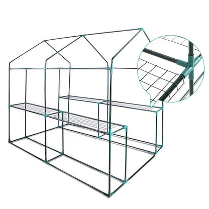 Green Fingers Greenhouse 1.2x1.9x1.9M Walk in Green House Tunnel Clear Garden Shed 4 Shelves-Home &amp; Garden &gt; Green Houses-PEROZ Accessories
