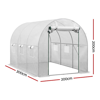 Green Fingers Greenhouse 3x2x2M Walk in Green House White-Home &amp; Garden > Greenhouses > Greenhouses &amp; Accessories-PEROZ Accessories