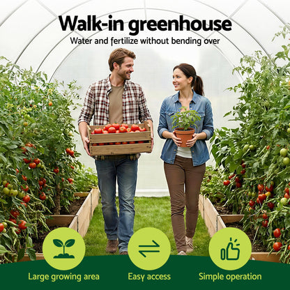 Green Fingers Greenhouse 3x2x2M Walk in Green House White-Home &amp; Garden > Greenhouses > Greenhouses &amp; Accessories-PEROZ Accessories