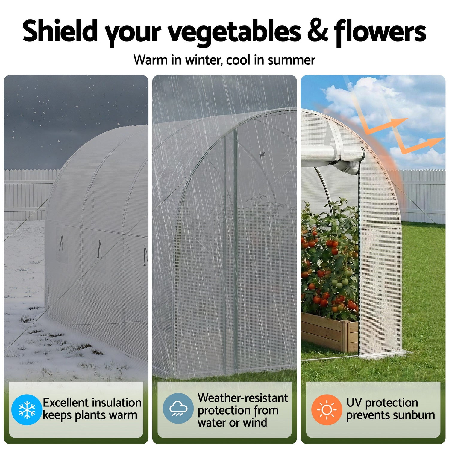 Green Fingers Greenhouse 3x2x2M Walk in Green House White-Home &amp; Garden > Greenhouses > Greenhouses &amp; Accessories-PEROZ Accessories