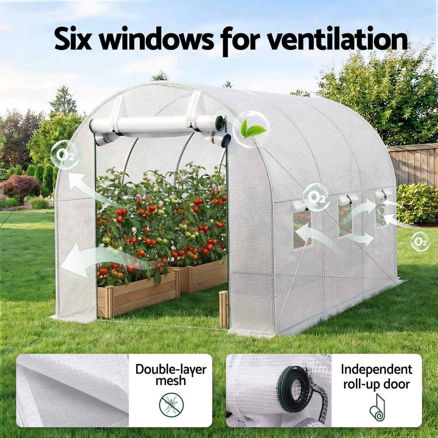 Green Fingers Greenhouse 3x2x2M Walk in Green House White-Home &amp; Garden > Greenhouses > Greenhouses &amp; Accessories-PEROZ Accessories
