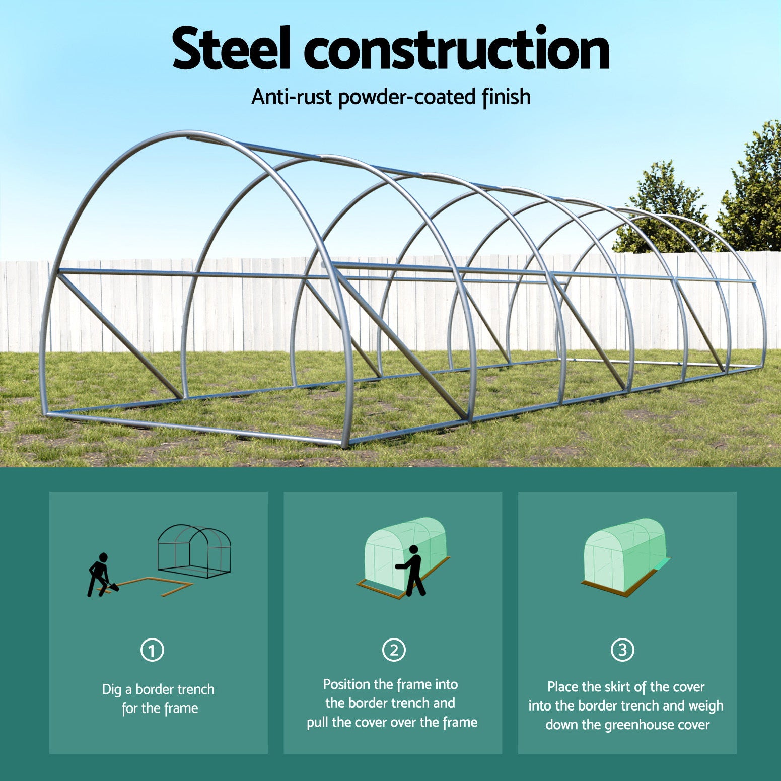 Green Fingers Greenhouse 9x3x2M Walk in Green House Tunnel Plant Garden Shed Dome-Home &amp; Garden &gt; Green Houses-PEROZ Accessories