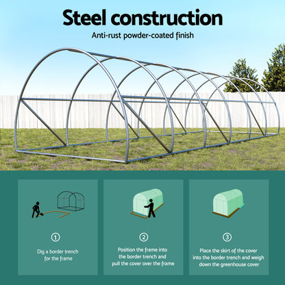 Green Fingers Greenhouse 9x3x2M Walk in Green House Tunnel Plant Garden Shed Dome-Home &amp; Garden &gt; Green Houses-PEROZ Accessories
