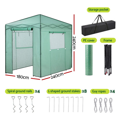 Green Fingers Greenhouse 180x240x240cm Steel Frame PE Cover Outdoor Shelter-Home &amp; Garden > Greenhouses > Greenhouses &amp; Accessories-PEROZ Accessories