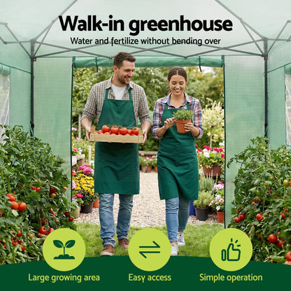 Green Fingers Greenhouse 180x240x240cm Steel Frame PE Cover Outdoor Shelter-Home &amp; Garden > Greenhouses > Greenhouses &amp; Accessories-PEROZ Accessories