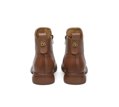 EVERAU  Women Leather Zipper Ankle Boots Chapple