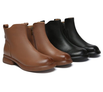EVERAU  Women Leather Zipper Ankle Boots Chapple