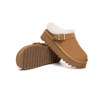 AUSTRALIAN SHEPHERD® UGG Slippers Sheepskin Wool Adjustable Strap Platform Pulsey-PEROZ Accessories