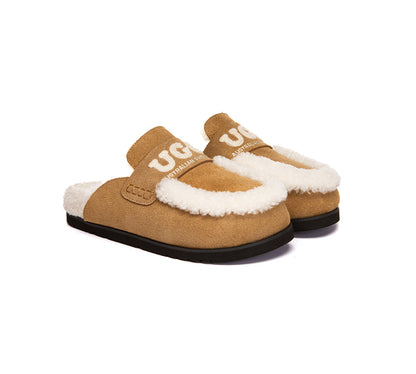 AUSTRALIAN SHEPHERD  UGG Slippers Women Sheepskin Wool Shearling Lora