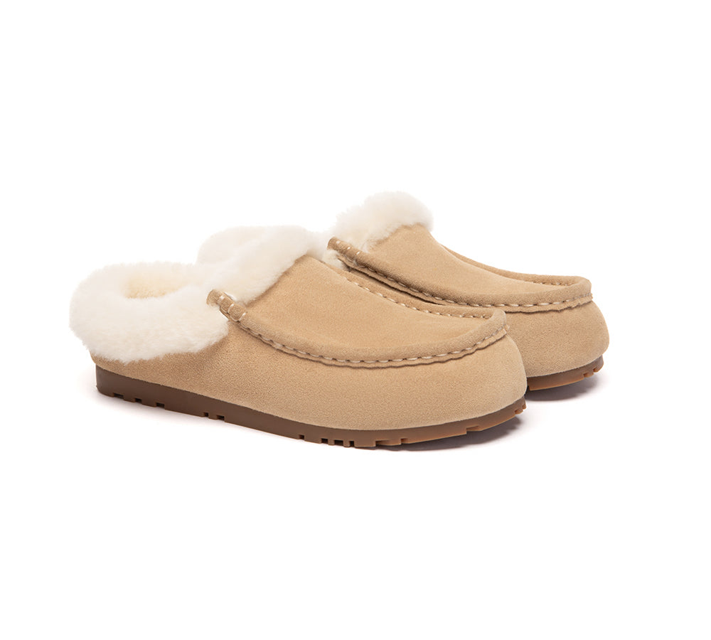 EVERAU  UGG Slippers Sheepskin Wool Ankle Moccasin Creago