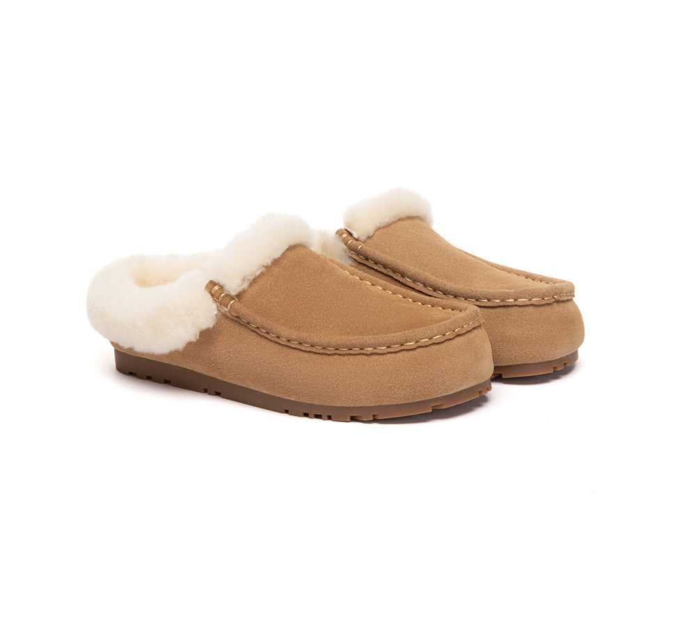 EVERAU  UGG Slippers Sheepskin Wool Ankle Moccasin Creago