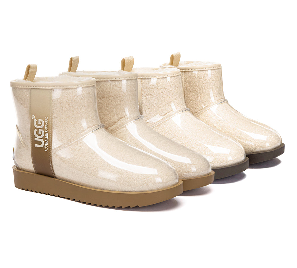AUSTRALIAN SHEPHERD  UGG Boots Women Clear Waterproof Shearling Coated Neo