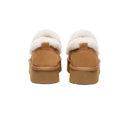 AUSTRALIAN SHEPHERD  UGG Slippers Women Sheepskin Wool Ankle Platform Loafers Rilee