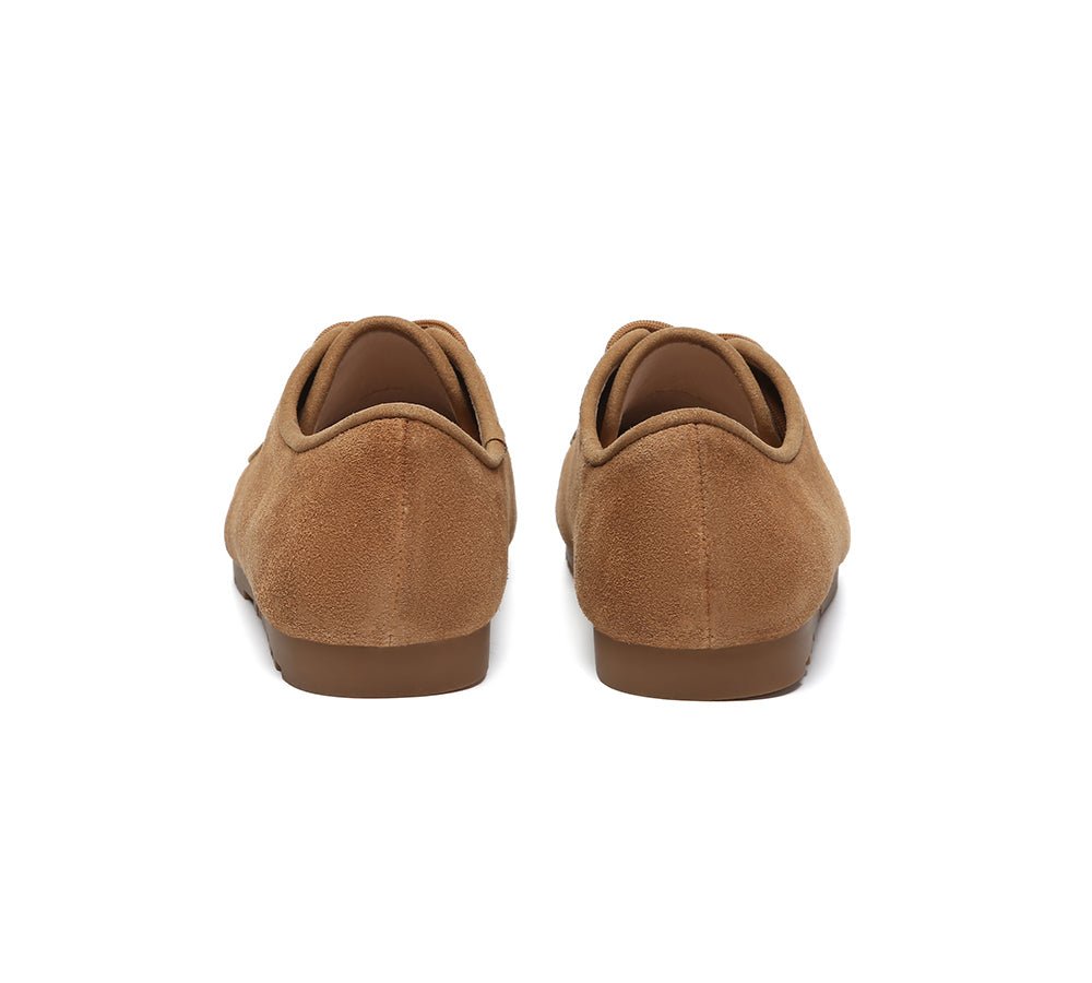 EVERAU  Women Suede Leather Lace Up Casual Wallabee Brandon