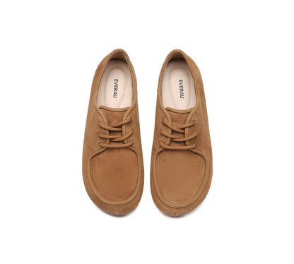 EVERAU  Women Suede Leather Lace Up Casual Wallabee Brandon