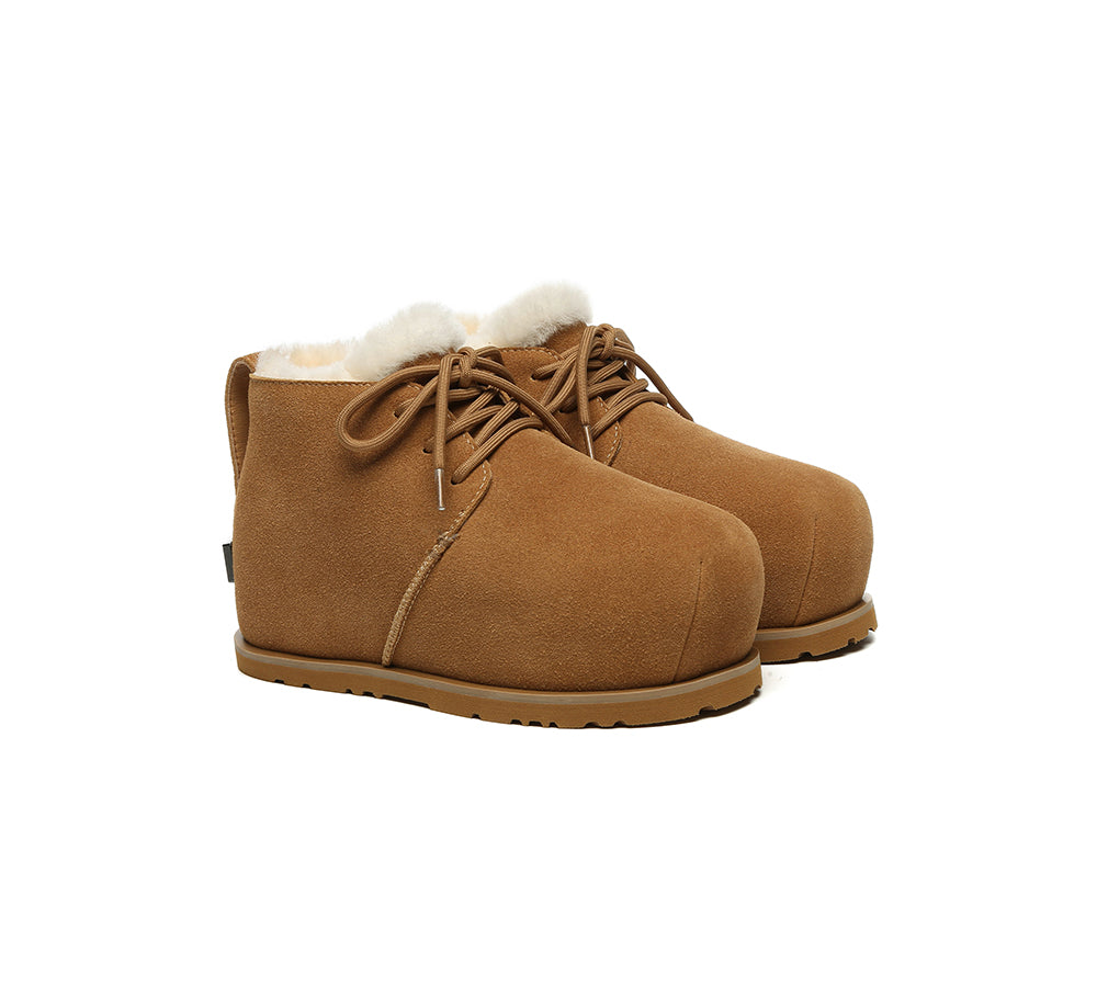 UGG EVERAU® UGG Boots Women Sheepskin Wool Ankle Lace-Up Euro Loaf Paxton-PEROZ Accessories