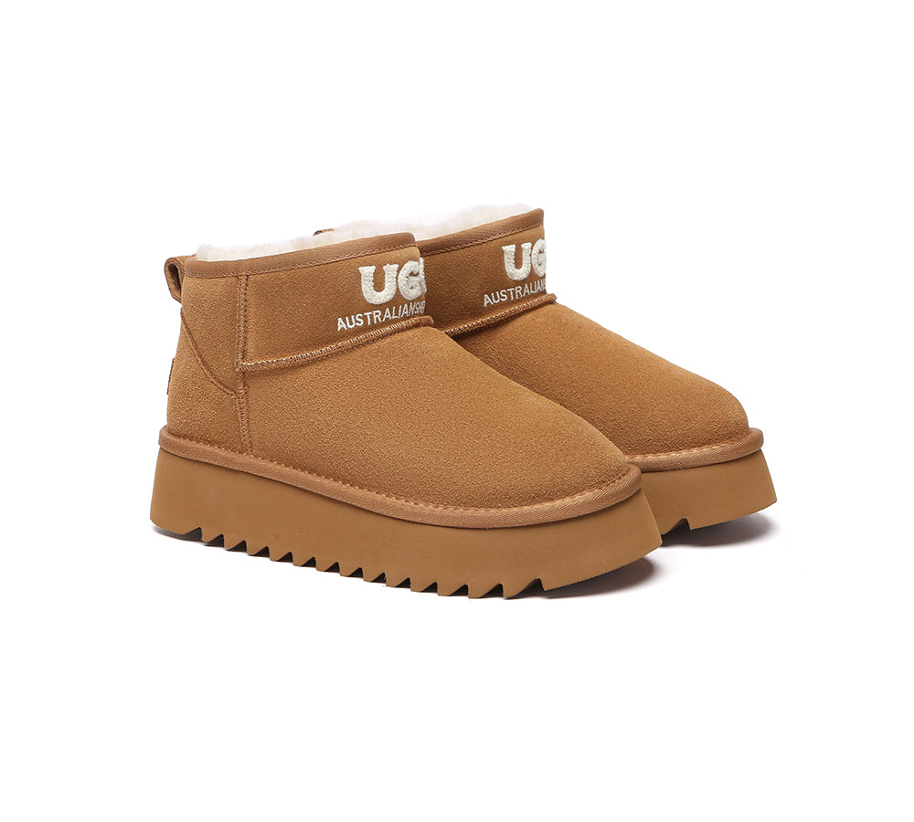 AUSTRALIAN SHEPHERD  UGG Boots Sheepskin Wool Ankle Platform Helia