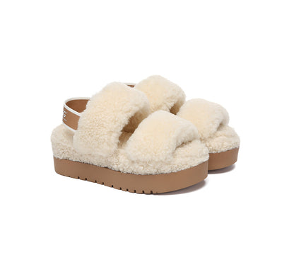 AUSTRALIAN SHEPHERD  UGG Women Double Strap Slingback Platform Fluffy Slides Lyam