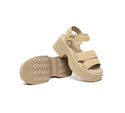 AUSTRALIAN SHEPHERD  Women Adjustable Strap Slingback Chunky Platform Sandals Eive