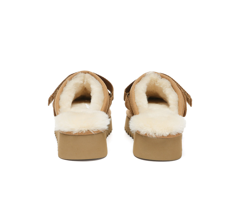 AUSTRALIAN SHEPHERD  UGG Slippers Sheepskin Wool Slingback Platform Cozeln