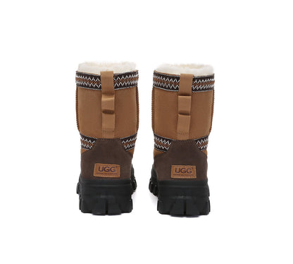 AUSTRALIAN SHEPHERD  UGG Boots Sheepskin Wool Mid Calf Chunky Platform Glacelle