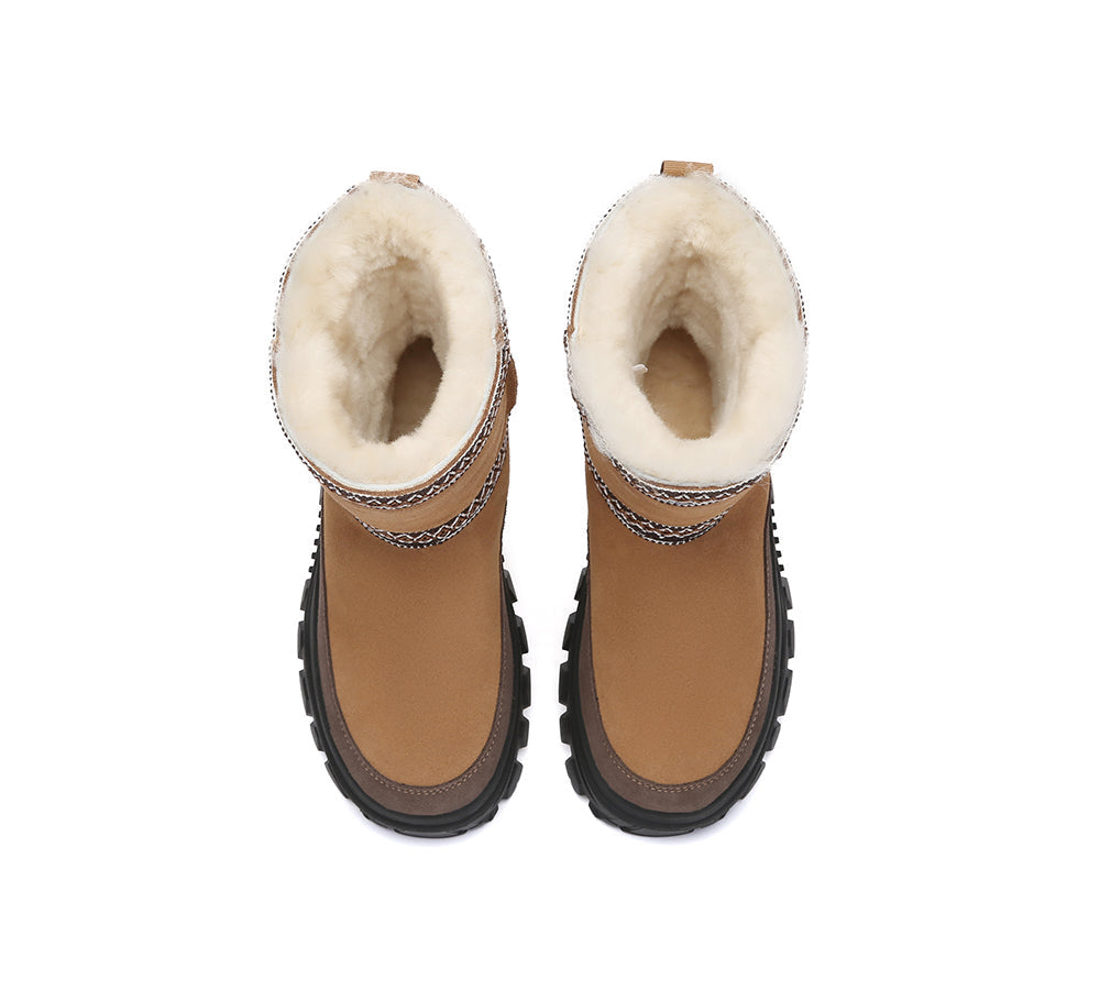 AUSTRALIAN SHEPHERD  UGG Boots Sheepskin Wool Mid Calf Chunky Platform Glacelle