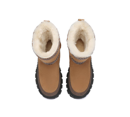 AUSTRALIAN SHEPHERD  UGG Boots Sheepskin Wool Mid Calf Chunky Platform Glacelle