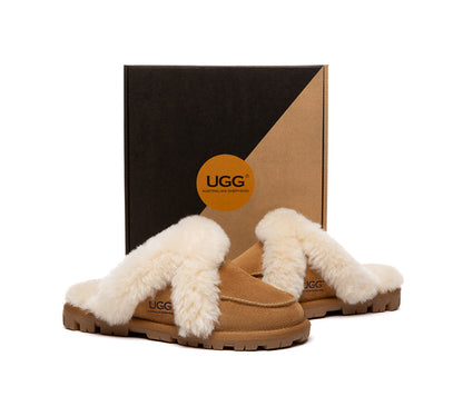 AUSTRALIAN SHEPHERD  UGG Slippers Sheepskin Wool Shearling Doria
