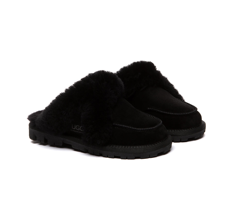 AUSTRALIAN SHEPHERD  UGG Slippers Sheepskin Wool Shearling Doria