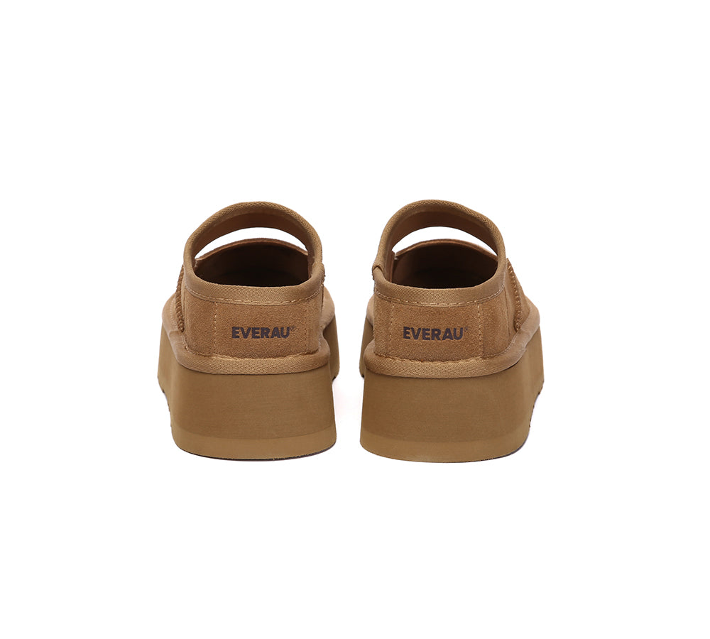 EVERAU  Women Leather Mary Jane Platform Sandals Moana