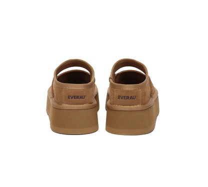 EVERAU  Women Leather Mary Jane Platform Sandals Moana