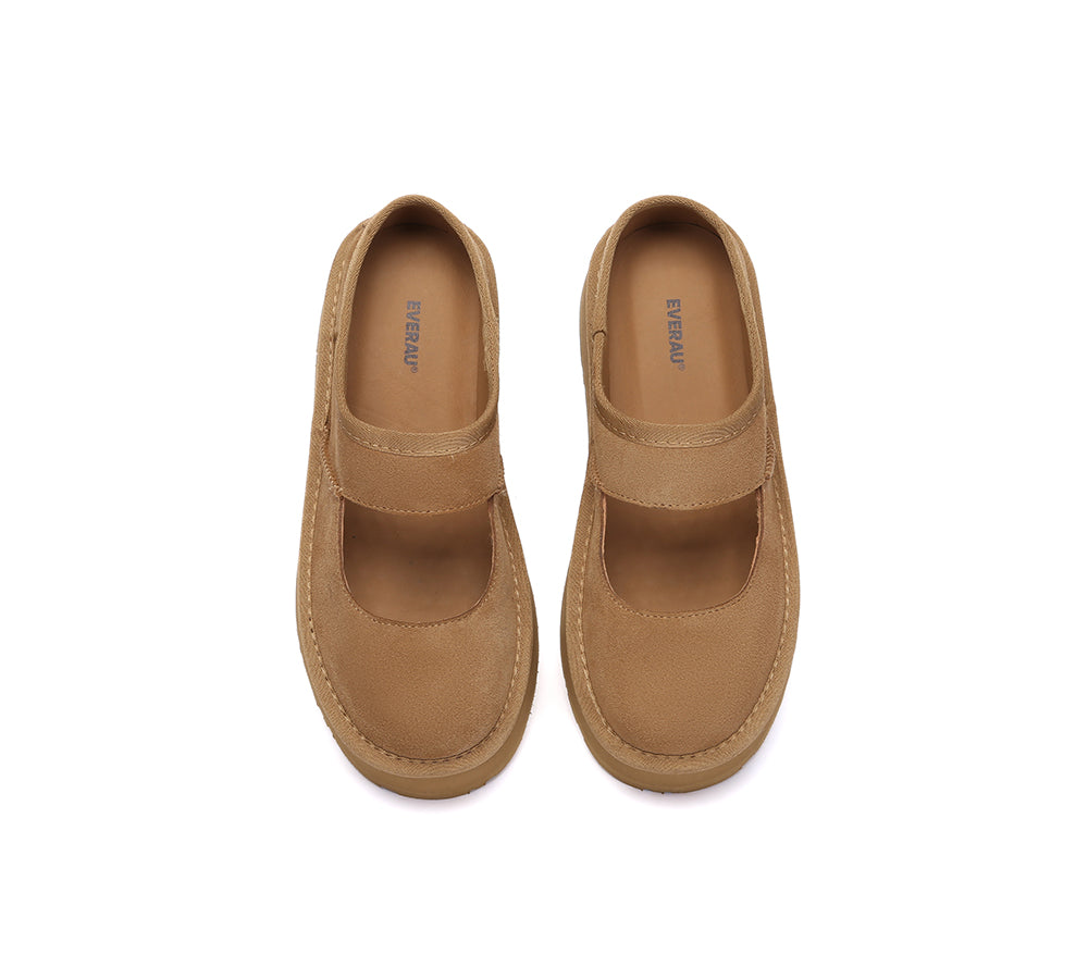 EVERAU  Women Leather Mary Jane Platform Sandals Moana