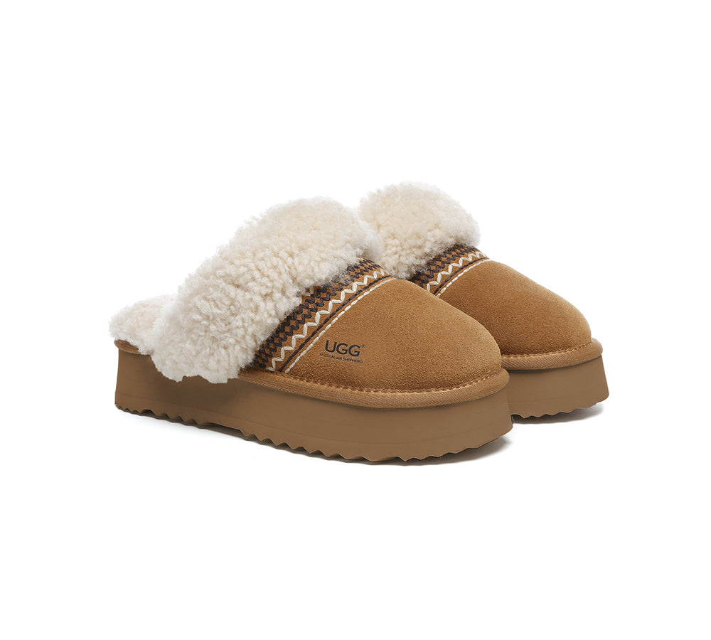 AUSTRALIAN SHEPHERD® UGG Slippers Sheepskin Wool Knitted Platform Isle-PEROZ Accessories