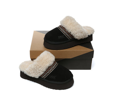 AUSTRALIAN SHEPHERD® UGG Slippers Sheepskin Wool Knitted Platform Isle-PEROZ Accessories