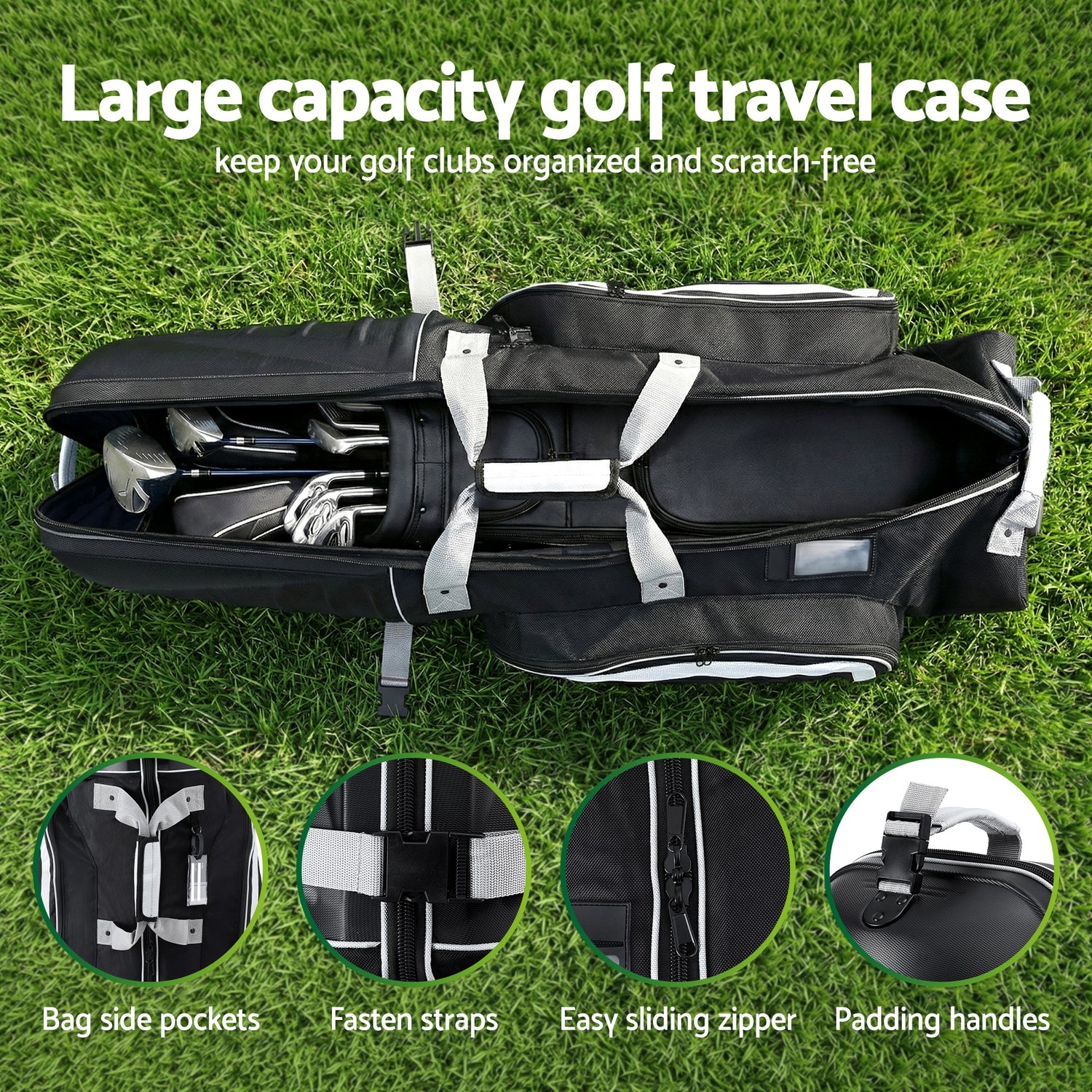 Everfit Golf Travel Bags for Airlines with Wheels Golf Clubs Hard Case Foldable-Sports &amp; Fitness > Golf > Golf Accessories-PEROZ Accessories