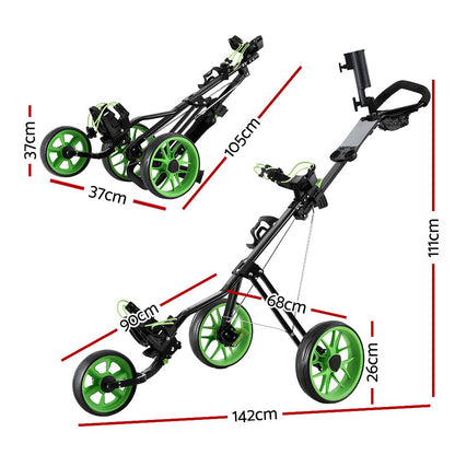 Everfit Golf Buggy Quick Folding Trolley Golf Cart 3 Wheels Height Adjustable-Sports &amp; Fitness &gt; Golf &gt; Golf Accessories-PEROZ Accessories