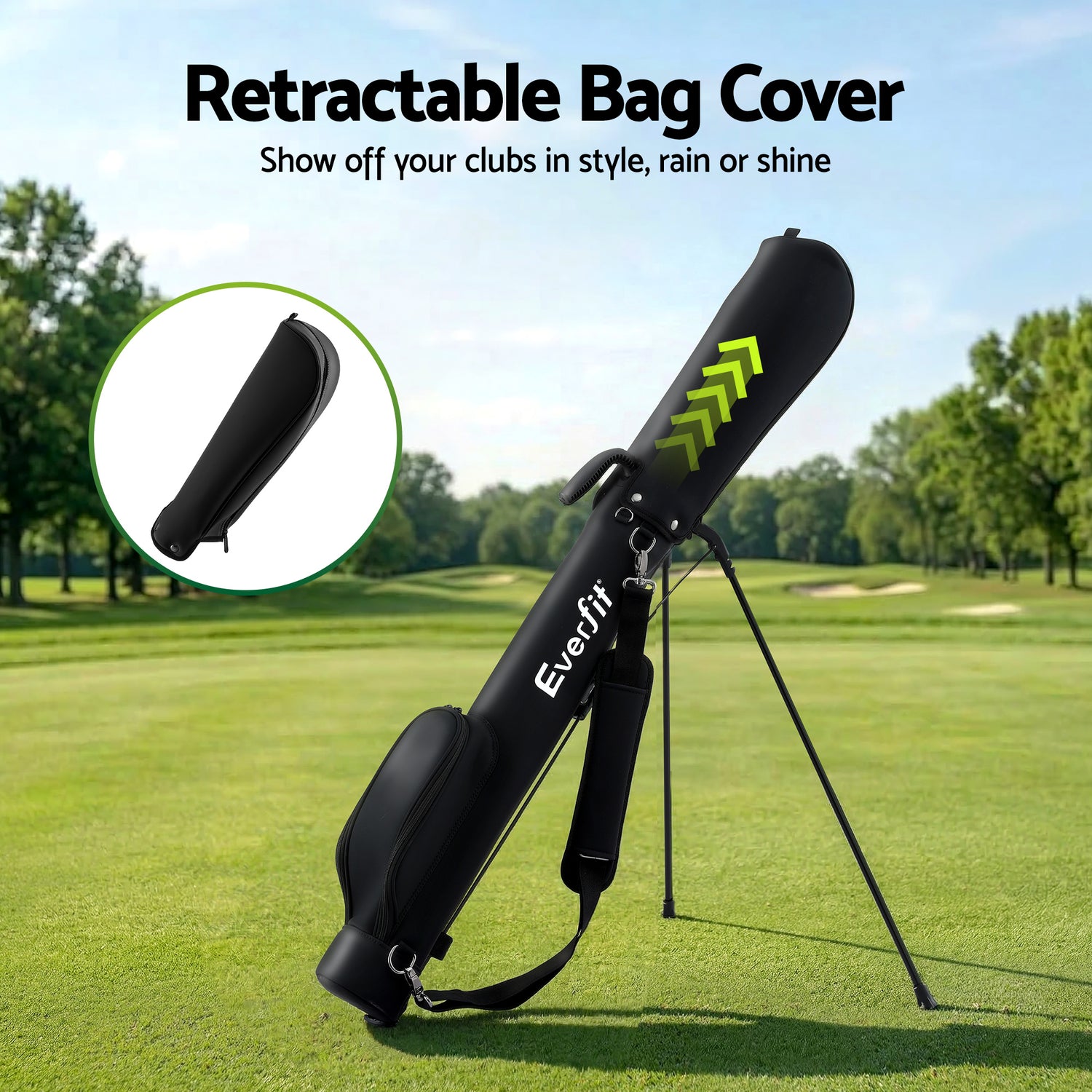 Everfit Golf Stand Bag Lightweight Sunday Pitch And Putt Bag Black-Sports &amp; Fitness > Golf > Golf Accessories-PEROZ Accessories