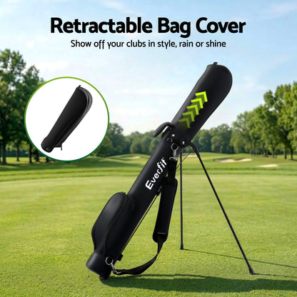 Everfit Golf Stand Bag Lightweight Sunday Pitch And Putt Bag Black-Sports &amp; Fitness > Golf > Golf Accessories-PEROZ Accessories