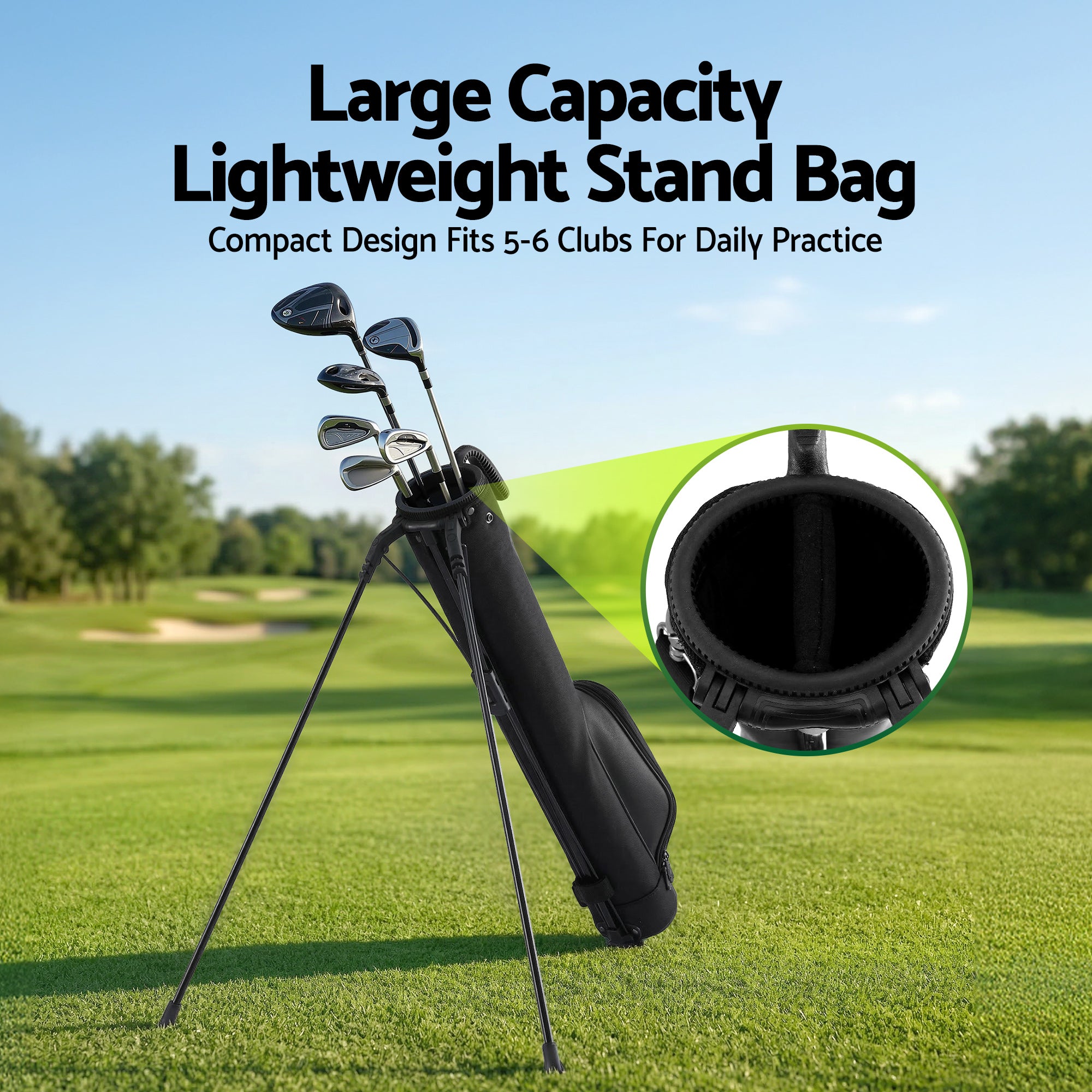 Everfit Golf Stand Bag Lightweight Sunday Pitch And Putt Bag Black-Sports &amp; Fitness > Golf > Golf Accessories-PEROZ Accessories