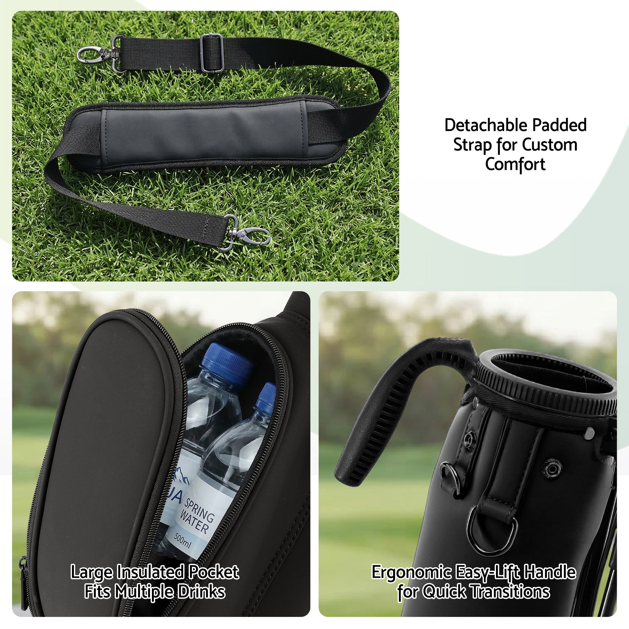 Everfit Golf Stand Bag Lightweight Sunday Pitch And Putt Bag Black-Sports &amp; Fitness > Golf > Golf Accessories-PEROZ Accessories