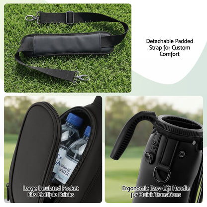 Everfit Golf Stand Bag Lightweight Sunday Pitch And Putt Bag Black-Sports &amp; Fitness > Golf > Golf Accessories-PEROZ Accessories