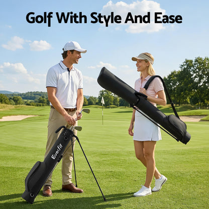 Everfit Golf Stand Bag Lightweight Sunday Pitch And Putt Bag Black-Sports &amp; Fitness > Golf > Golf Accessories-PEROZ Accessories