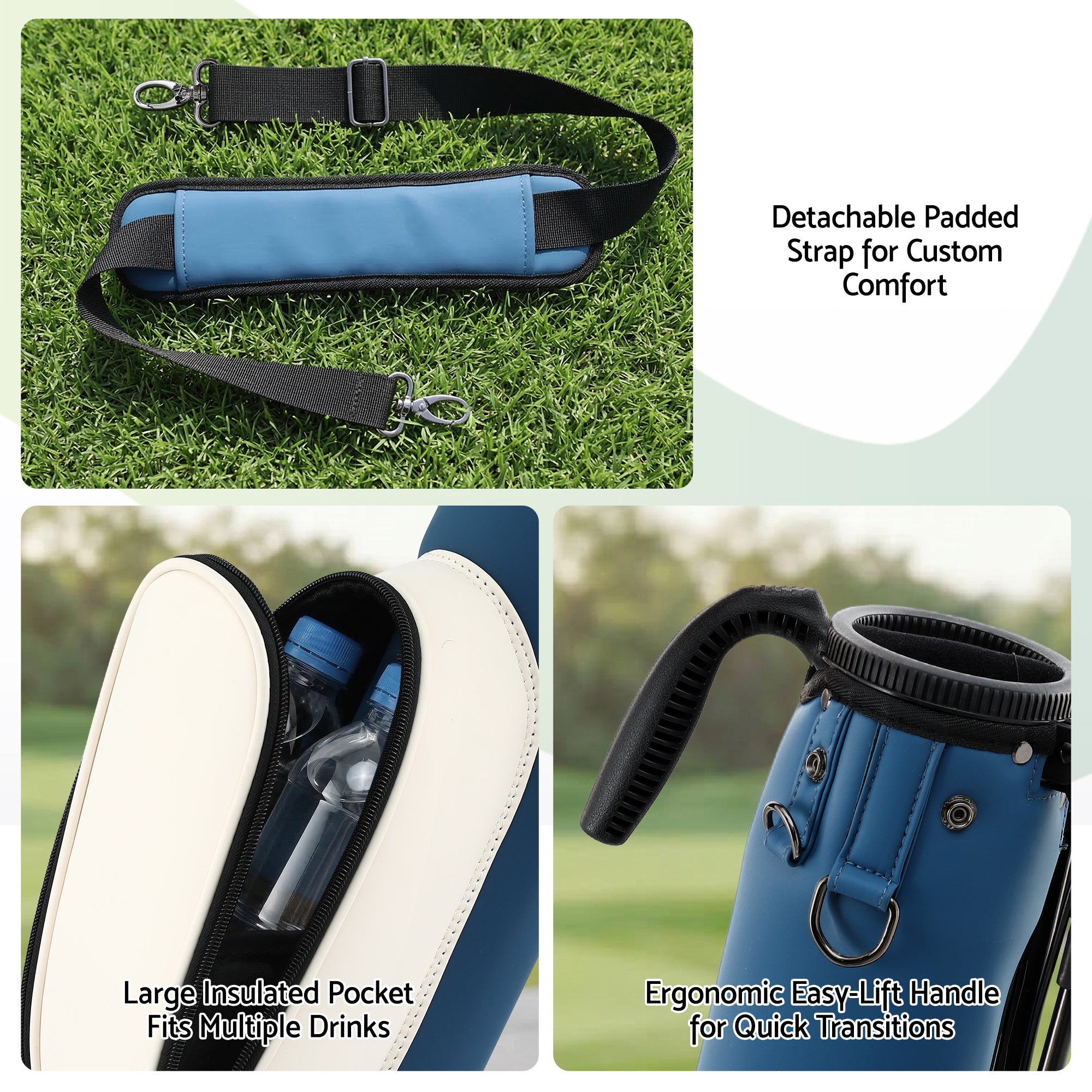 Everfit Golf Stand Bag Lightweight Sunday Pitch And Putt Bag Blue-Sports &amp; Fitness > Golf > Golf Accessories-PEROZ Accessories