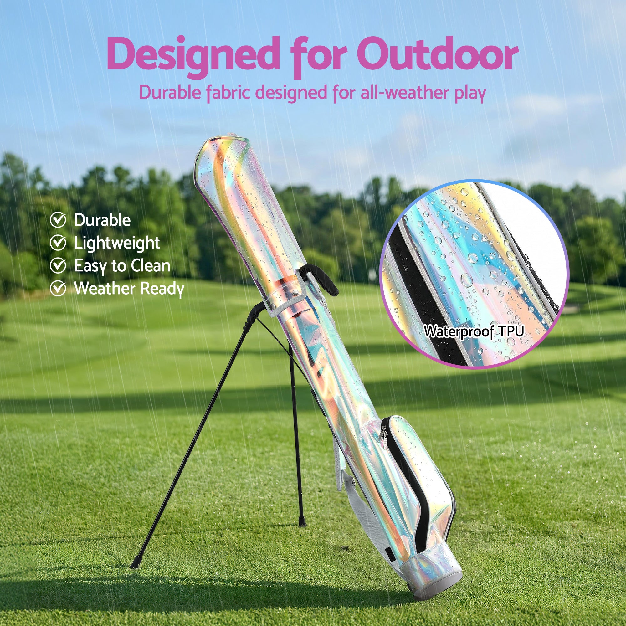 Everfit Golf Stand Bag Lightweight Sunday Pitch And Putt Bag Holographic-Sports &amp; Fitness > Golf > Golf Accessories-PEROZ Accessories