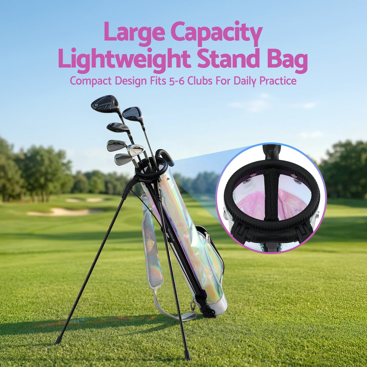 Everfit Golf Stand Bag Lightweight Sunday Pitch And Putt Bag Holographic-Sports &amp; Fitness > Golf > Golf Accessories-PEROZ Accessories
