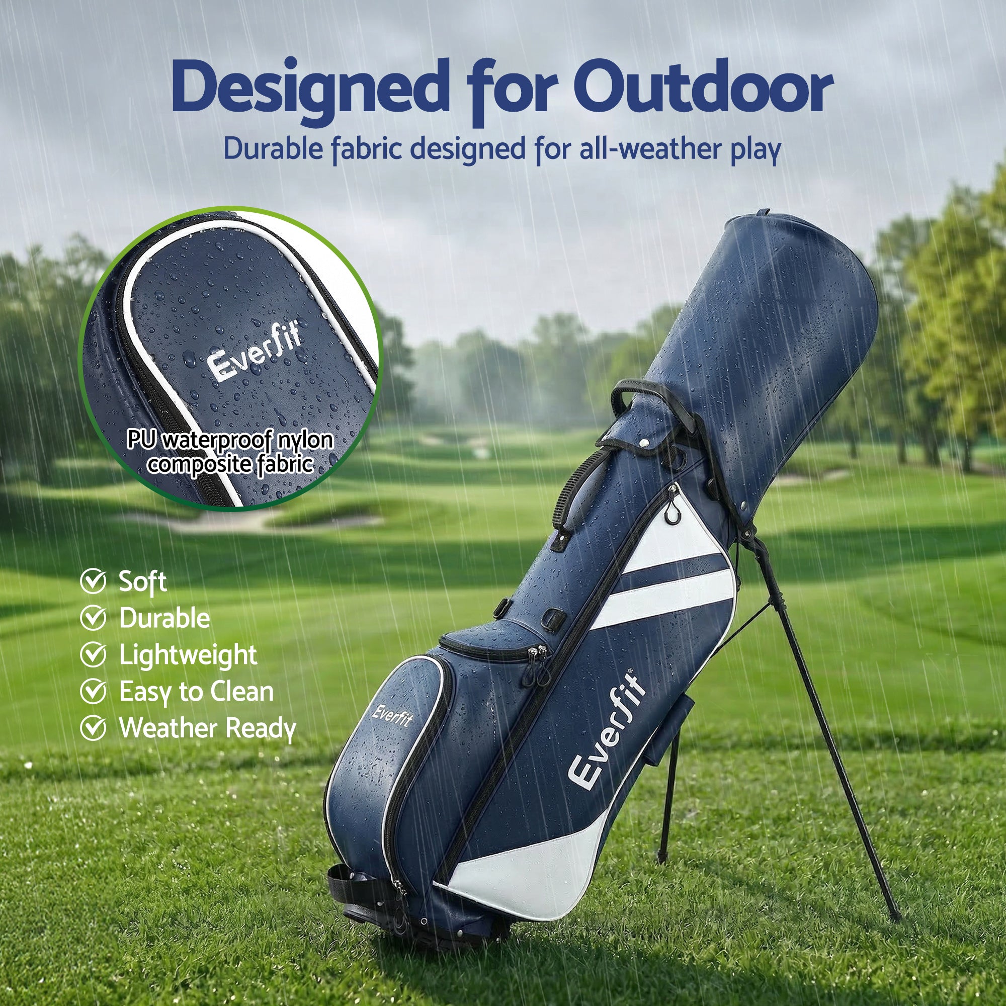 Everfit Golf Stand Bag Lightweight Carry Bag Dual Strap Club Divider Blue-Sports &amp; Fitness > Golf > Golf Accessories-PEROZ Accessories