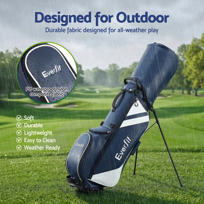 Everfit Golf Stand Bag Lightweight Carry Bag Dual Strap Club Divider Blue-Sports &amp; Fitness > Golf > Golf Accessories-PEROZ Accessories