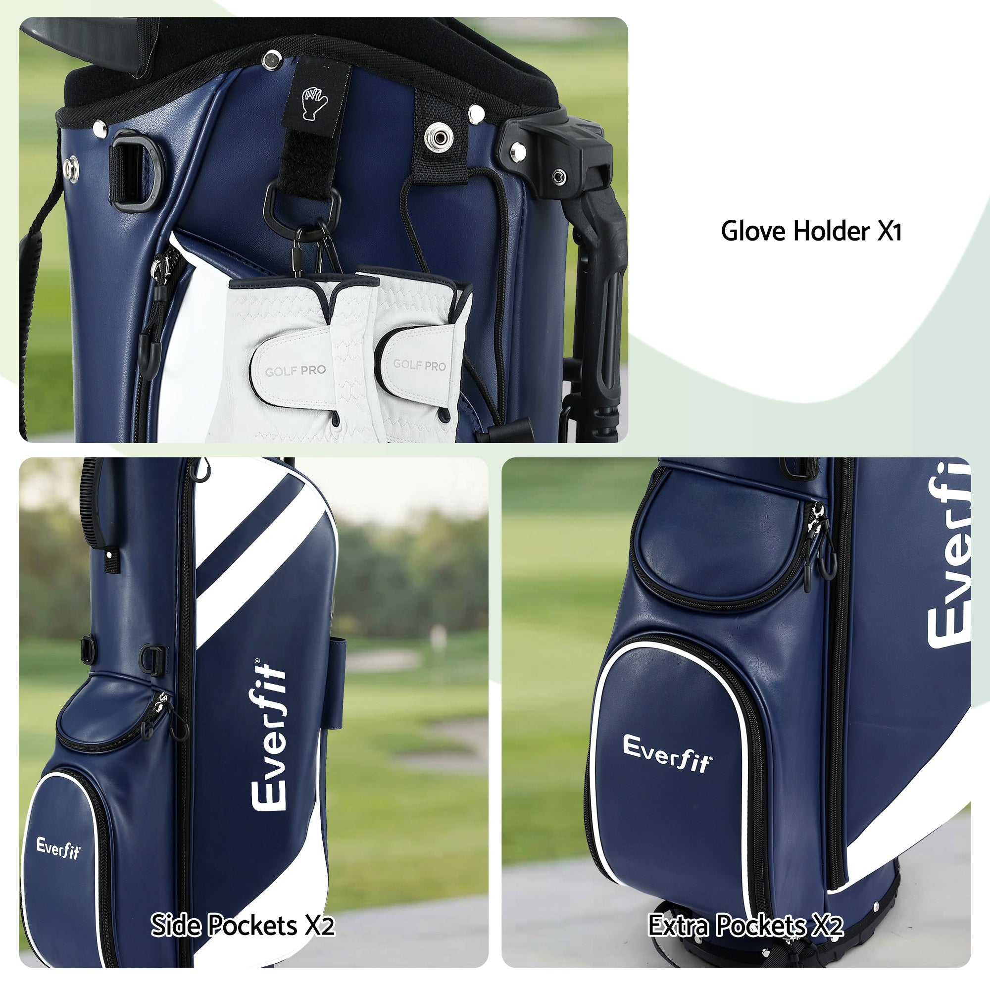 Everfit Golf Stand Bag Lightweight Carry Bag Dual Strap Club Divider Blue-Sports &amp; Fitness > Golf > Golf Accessories-PEROZ Accessories