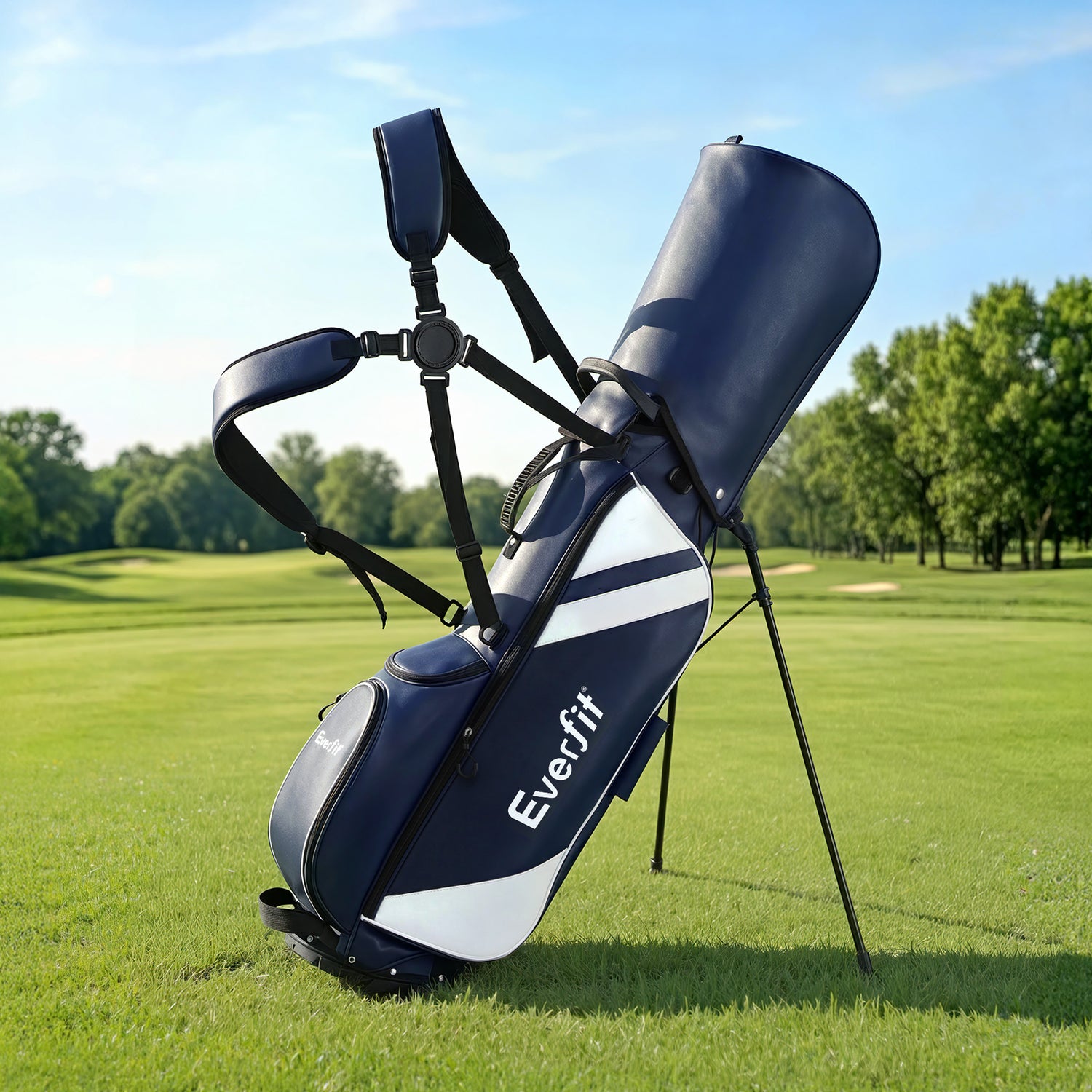 Everfit Golf Stand Bag Lightweight Carry Bag Dual Strap Club Divider Blue-Sports &amp; Fitness > Golf > Golf Accessories-PEROZ Accessories