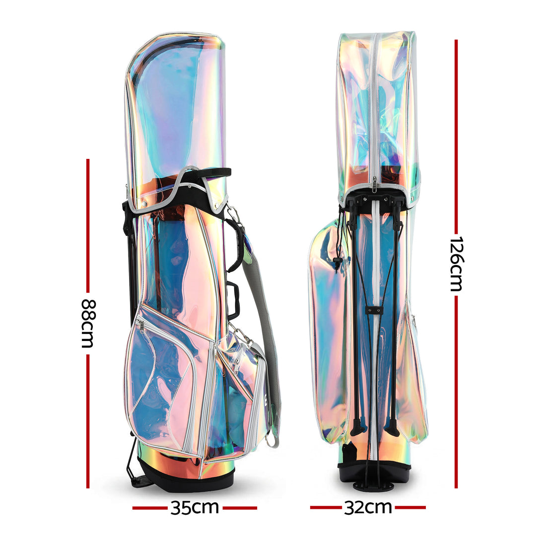 Everfit Golf Stand Bag Lightweight Carry Bag Dual Strap Club Divider Holographic-Sports &amp; Fitness > Golf > Golf Accessories-PEROZ Accessories